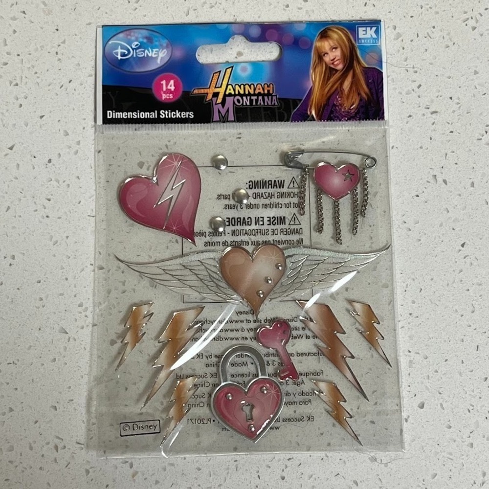 Vintage Disney Hannah Montana‎ Miley Cyrus HEART WINGS Scrapbooking Stickers